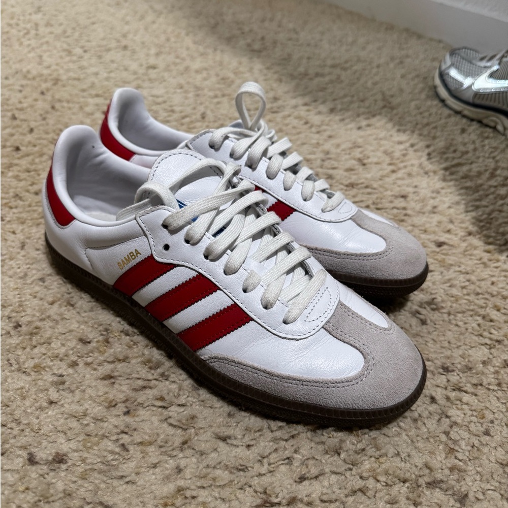 Adidas Samba White and Red Sneakers